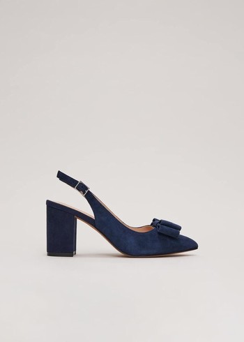 Phase Eight Bow Front Slingback Block Heels Navy Canada | WGLKHA-874